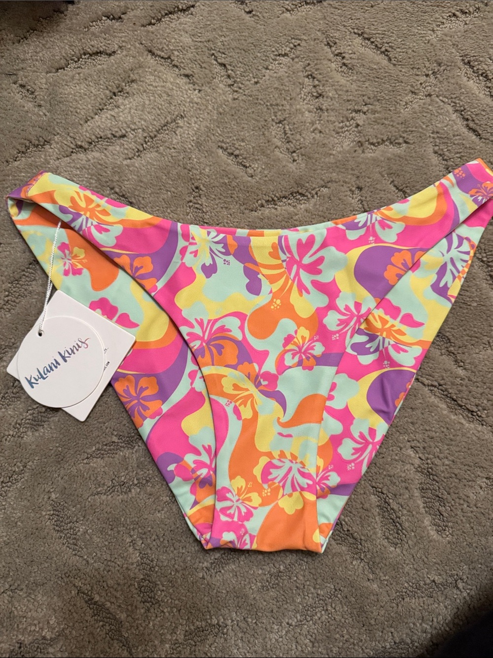 Kulani Kinis Mint Floral Bikini Bottoms with Pink, Orange & Purple